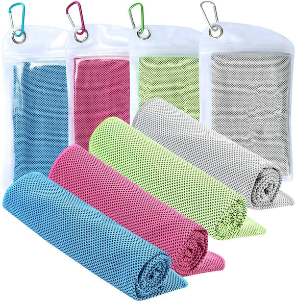 Cooling Towel [4 Pack] Workout Towel Sport Towels Microfiber Towel Fast Drying Super Absorbent Ultra Compact Cooling Towel for Sports Workout Fitness Gym Yoga Pilates Travel & More