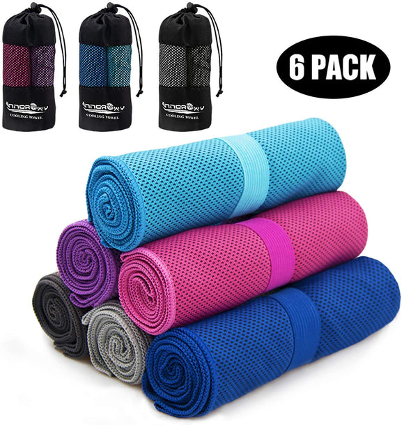 anngrowy Cool Towel Microfiber Cooling Towel for Neck Ice Cold Towels for Outdoor Sports Travel Gym Workout Fitness Yoga Pilates Camping Golf Running Swimming Athletes Towels, Absorbent, Lightweight